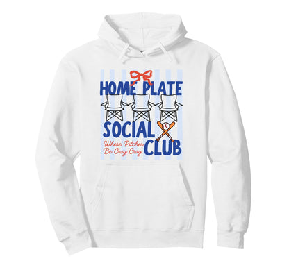 Baseball Home Plate Social Club Funny Hoodie - Fun Novelty Design Unisex - T-Shirt, Sweatshirt, Hoodie