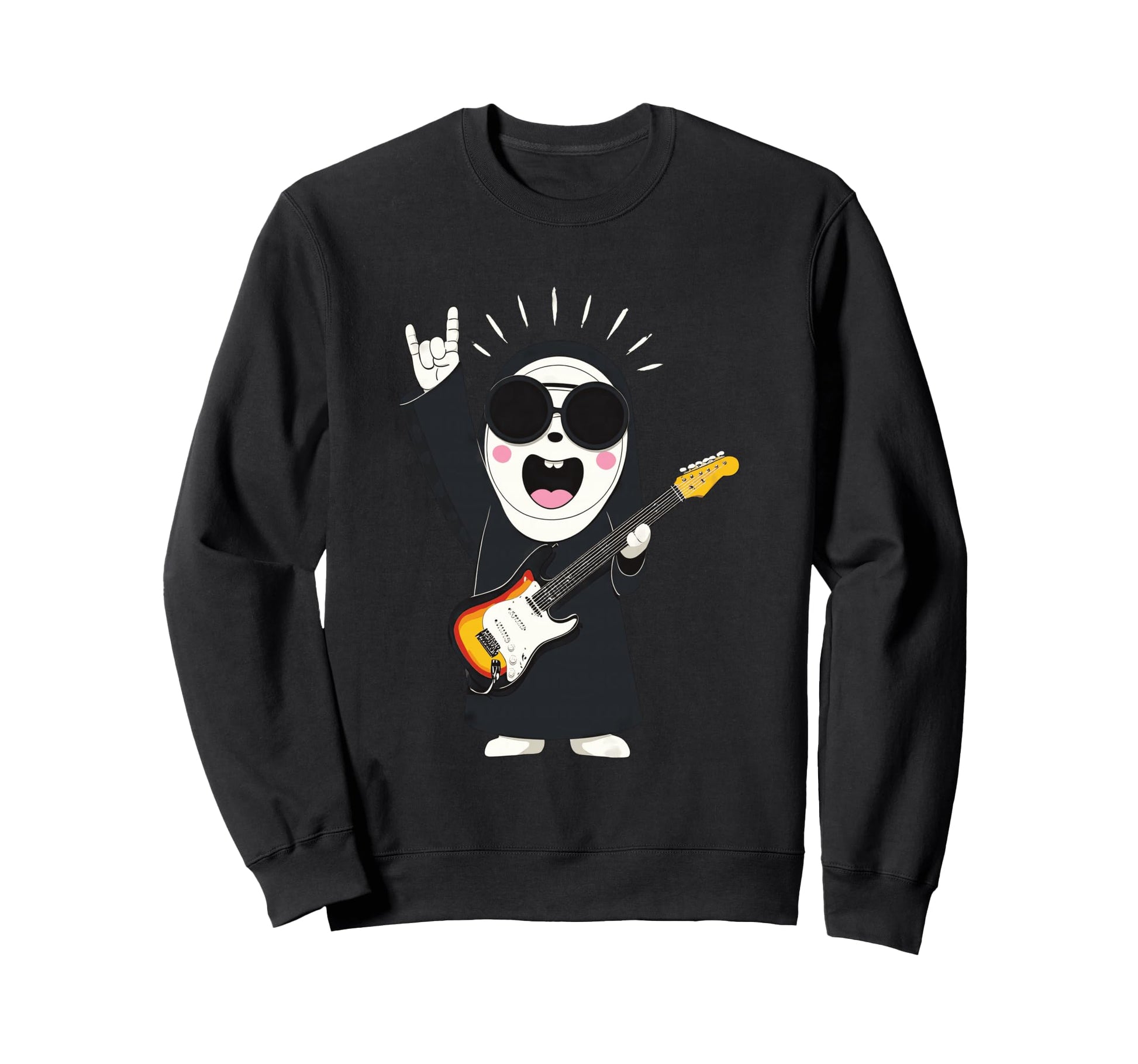 Funny Nun Rock Music Guitar Player Sweatshirt - Novelty Apparel for Adults - T-Shirt, Sweatshirt, Hoodie