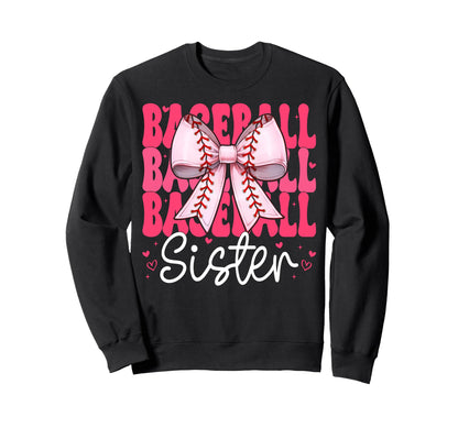 Baseball Sister Baseball Coquette Bow Sweatshirt - Streetwear Style Unisex - T-Shirt, Sweatshirt, Hoodie