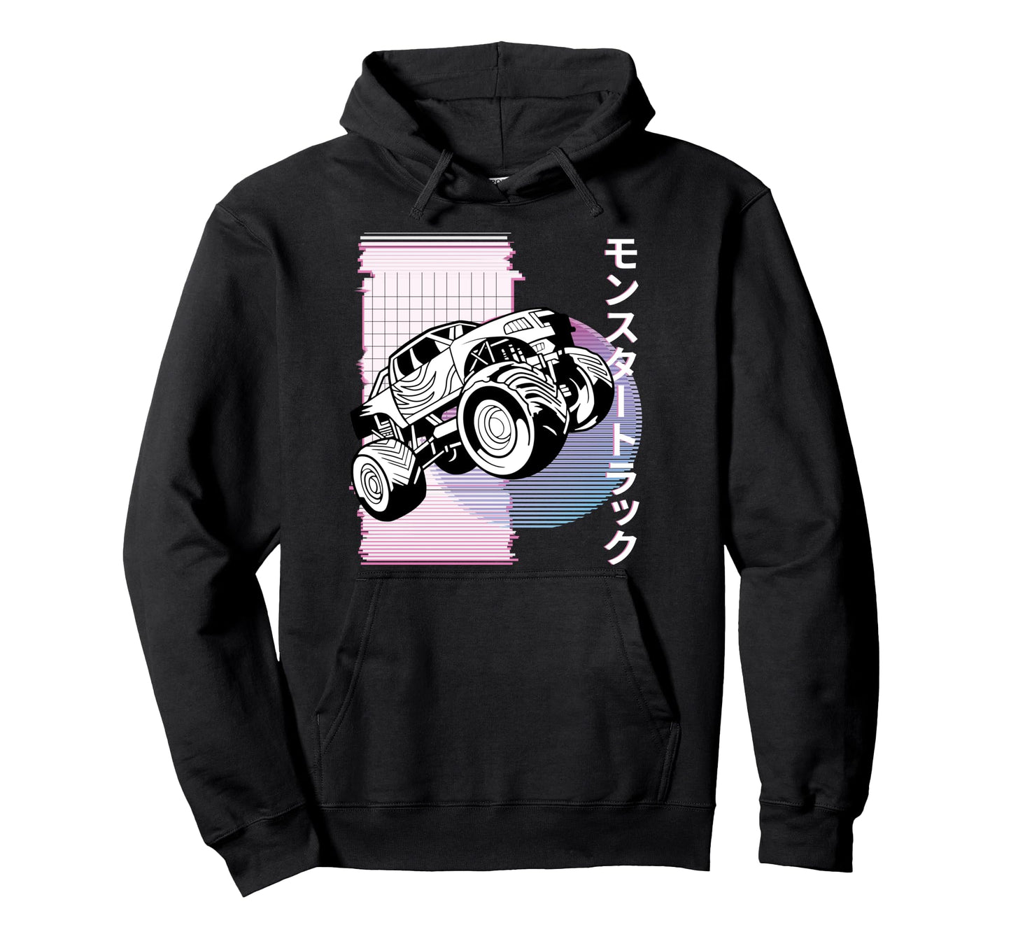 Vaporwave Aesthetic Monster Truck Hoodie - Casual Everyday Wear Men Women - T-Shirt, Sweatshirt, Hoodie