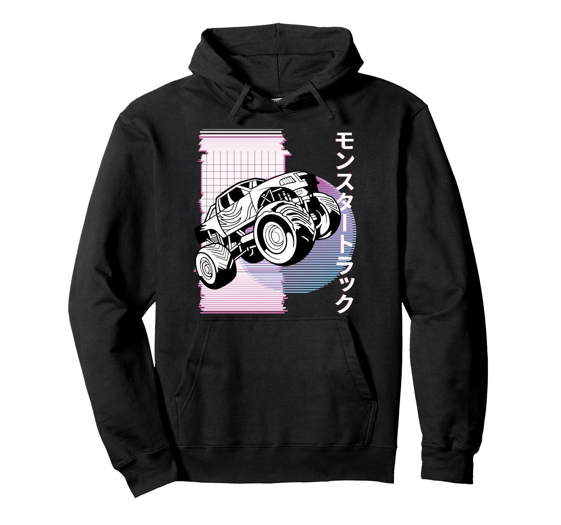 Vaporwave Aesthetic Monster Truck Hoodie - Casual Everyday Wear Men Women - T-Shirt, Sweatshirt, Hoodie
