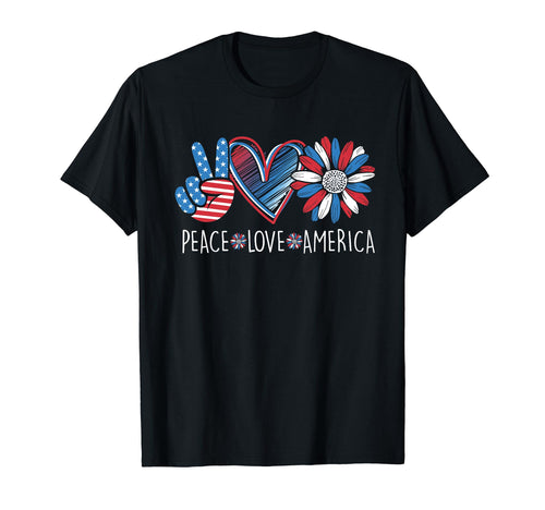 Peace Love America Daisy 4Th July T-Shirt - Minimalist Print Men Women - T-Shirt, Sweatshirt, Hoodie