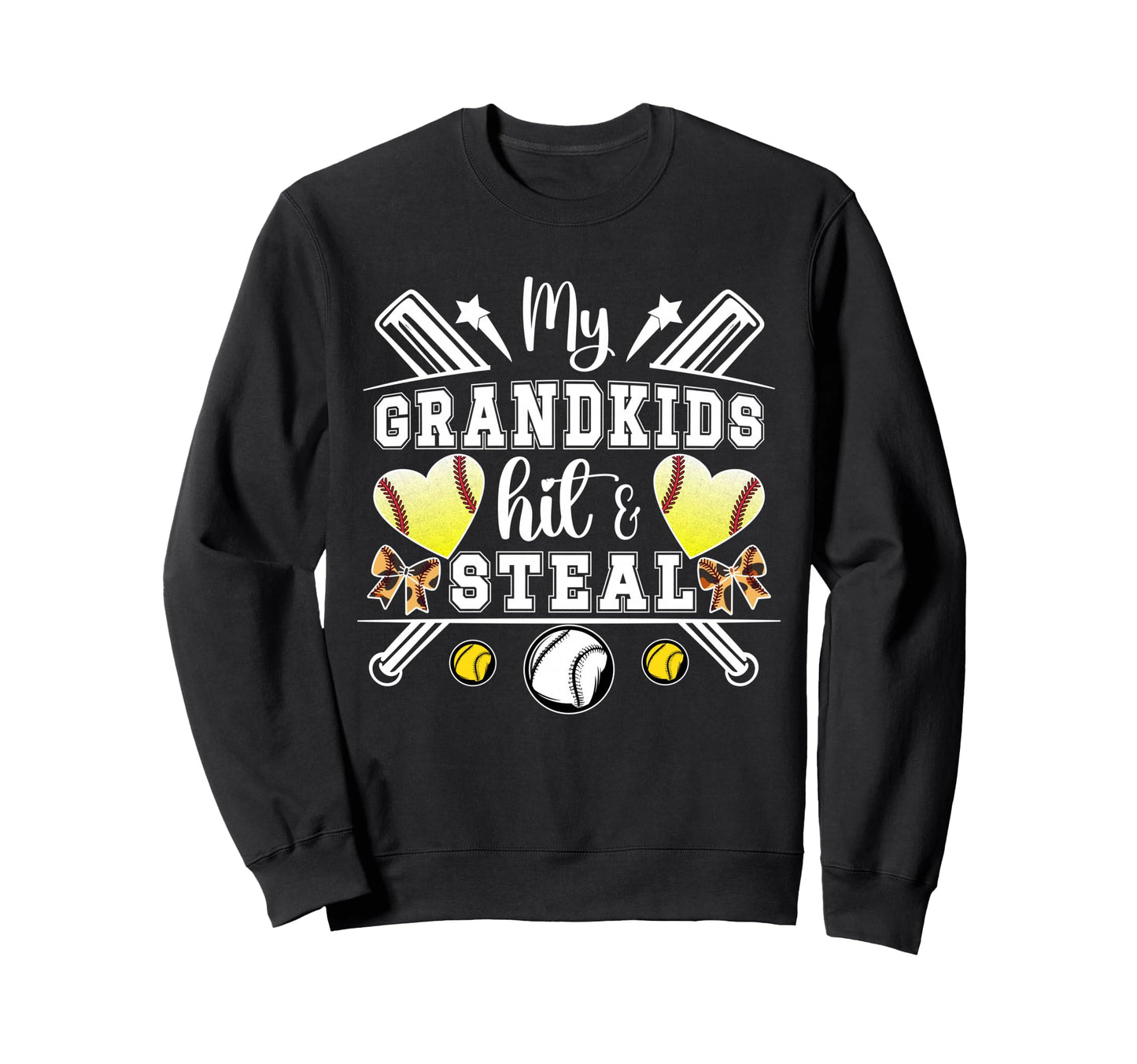 My Grandkids Hit Steal Baseball Sweatshirt - Novelty Apparel for Adults - T-Shirt, Sweatshirt, Hoodie