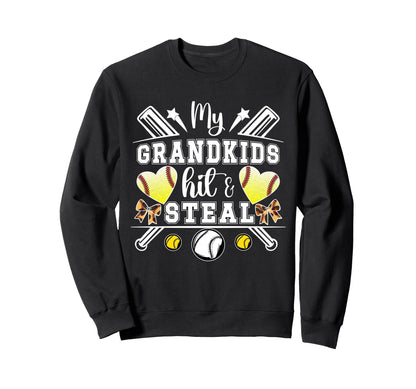 My Grandkids Hit Steal Baseball Sweatshirt - Novelty Apparel for Adults - T-Shirt, Sweatshirt, Hoodie