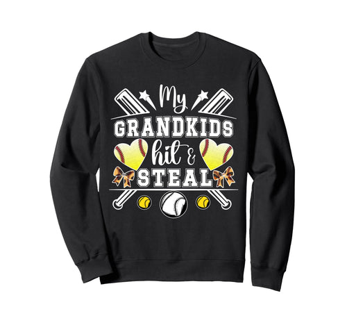 My Grandkids Hit Steal Baseball Sweatshirt - Novelty Apparel for Adults - T-Shirt, Sweatshirt, Hoodie
