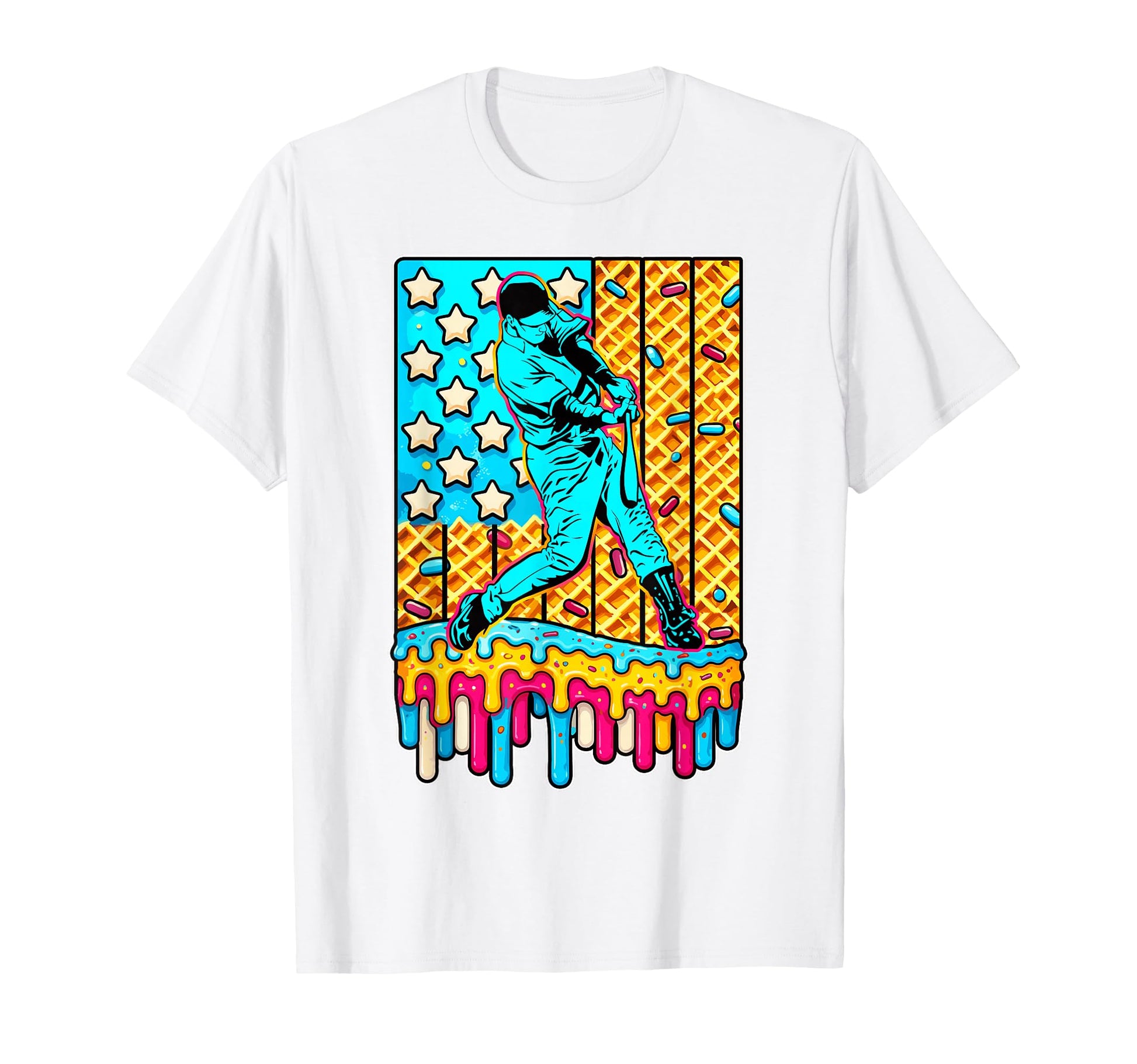 4Th July Ice Cream Drip Usa Flag T-Shirt - Minimalist Print Unisex - T-Shirt, Sweatshirt, Hoodie