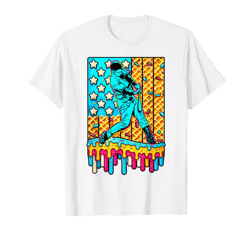 4Th July Ice Cream Drip Usa Flag T-Shirt - Minimalist Print Unisex - T-Shirt, Sweatshirt, Hoodie