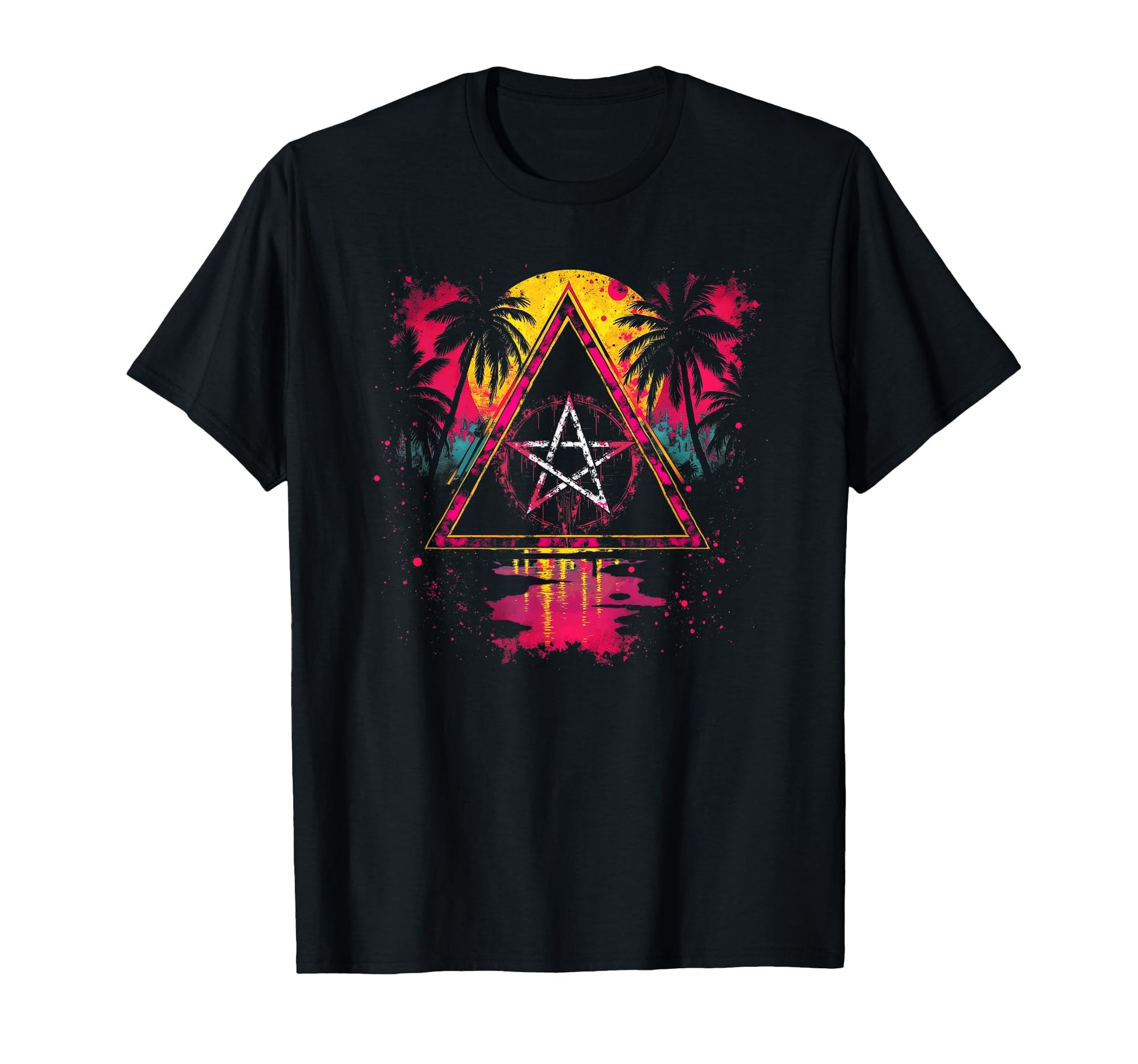Wiccan Pentagram Vaporwave 80Ies T-Shirt - Fun Novelty Design Unisex - T-Shirt, Sweatshirt, Hoodie