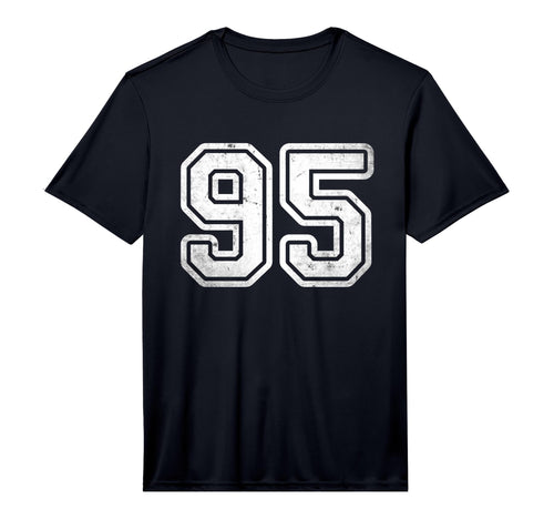 Distressed Number 95 White Sports Team T-Shirt - Trendy Graphic for Adults - T-Shirt, Sweatshirt, Hoodie