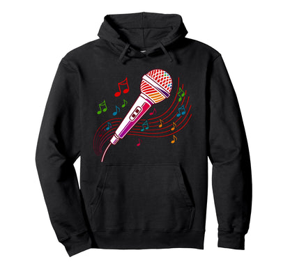 Colorful Microphone Rainbow Music Note Hoodie - Fun Novelty Design Unisex - T-Shirt, Sweatshirt, Hoodie