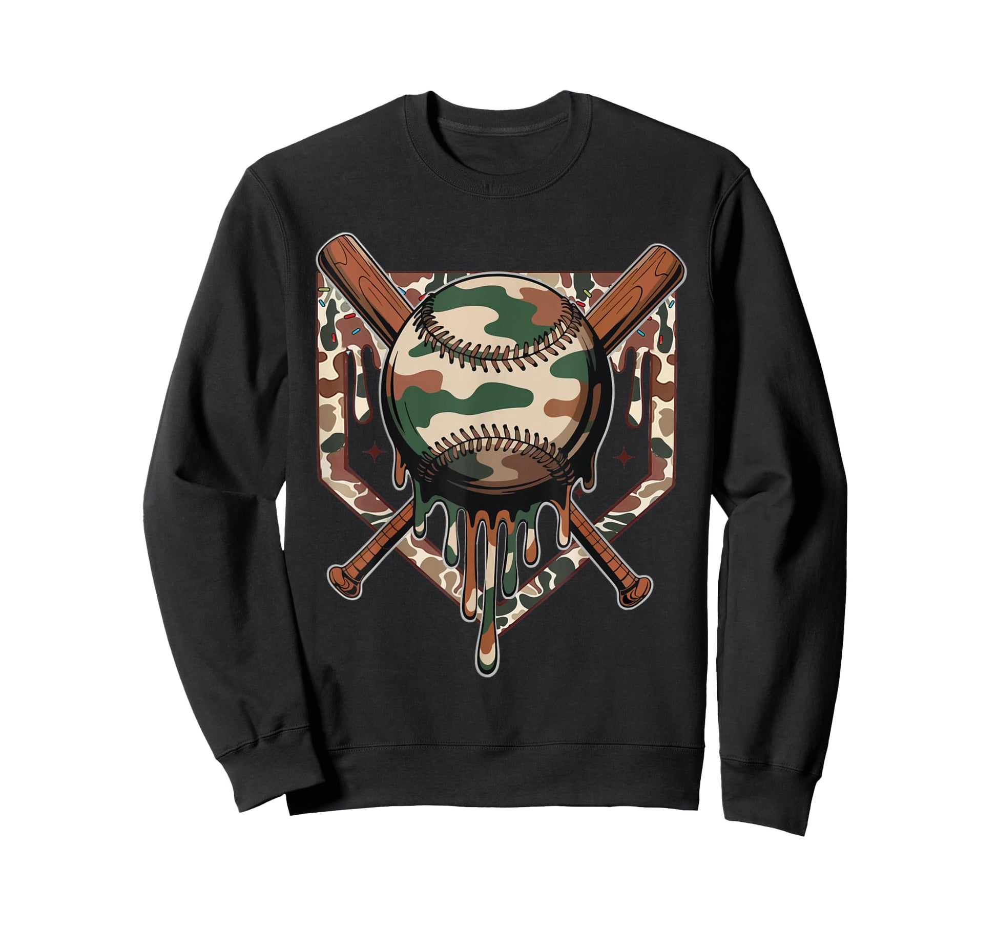 Baseball Drip Ice Cream Dripping Sweatshirt - Novelty Apparel for Adults - T-Shirt, Sweatshirt, Hoodie