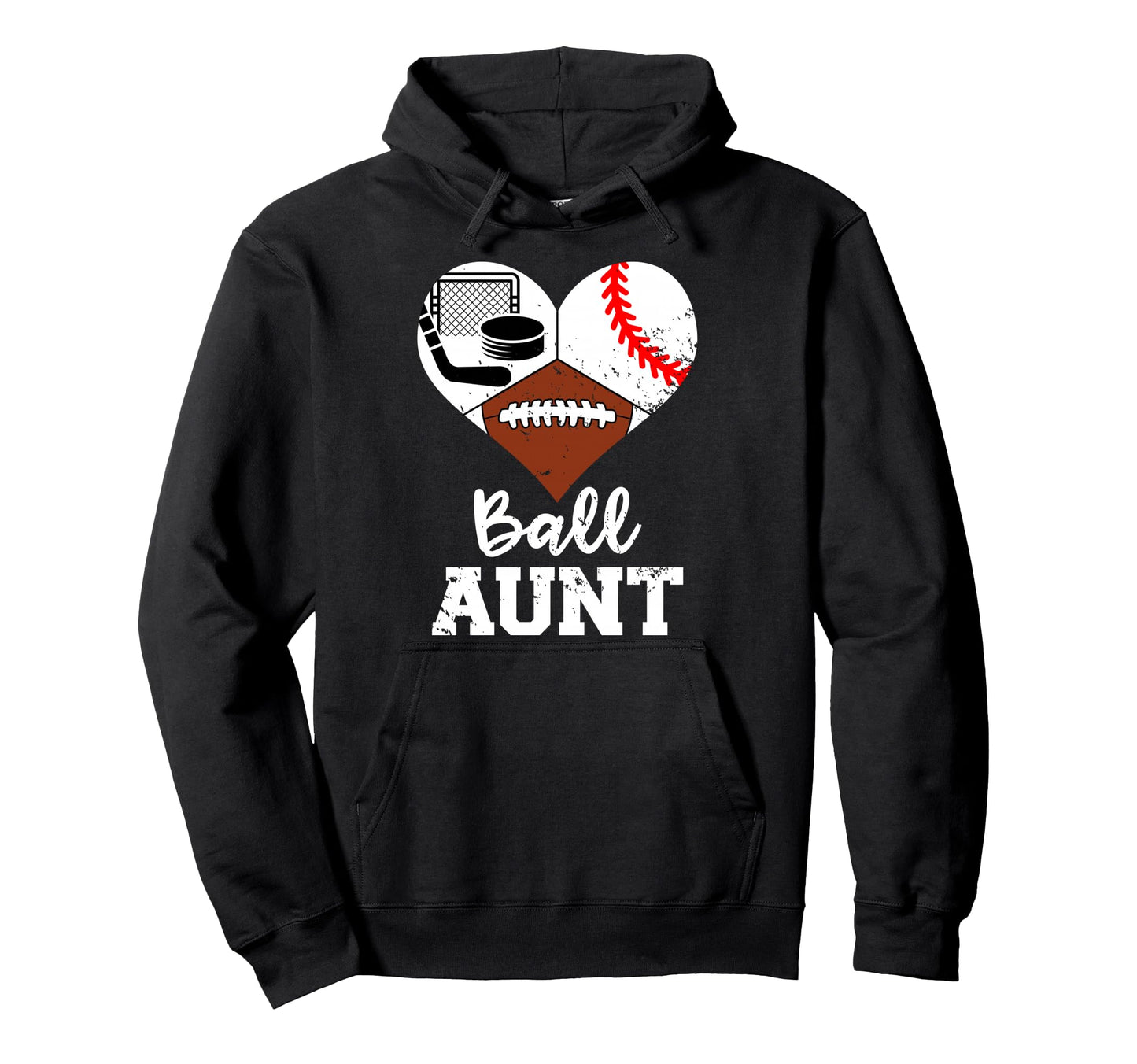 Ball Aunt Heart Funny Football Baseball Hoodie - Streetwear Style Unisex - T-Shirt, Sweatshirt, Hoodie