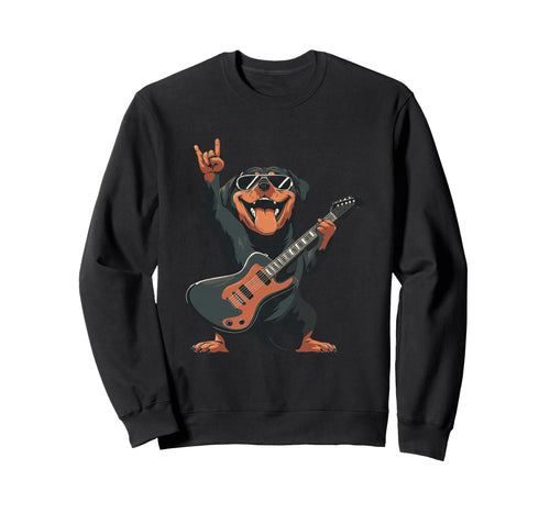 Rock Dog Cartoon Rottweiler Sweatshirt - Streetwear Style for Adults - T-Shirt, Sweatshirt, Hoodie