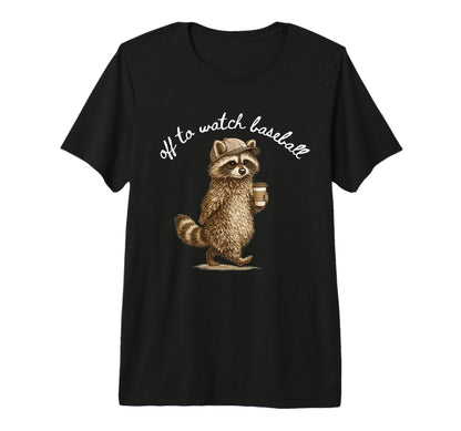 Off To Watch Baseball Raccoon T-Shirt - Custom Art Print Men Women - T-Shirt, Sweatshirt, Hoodie
