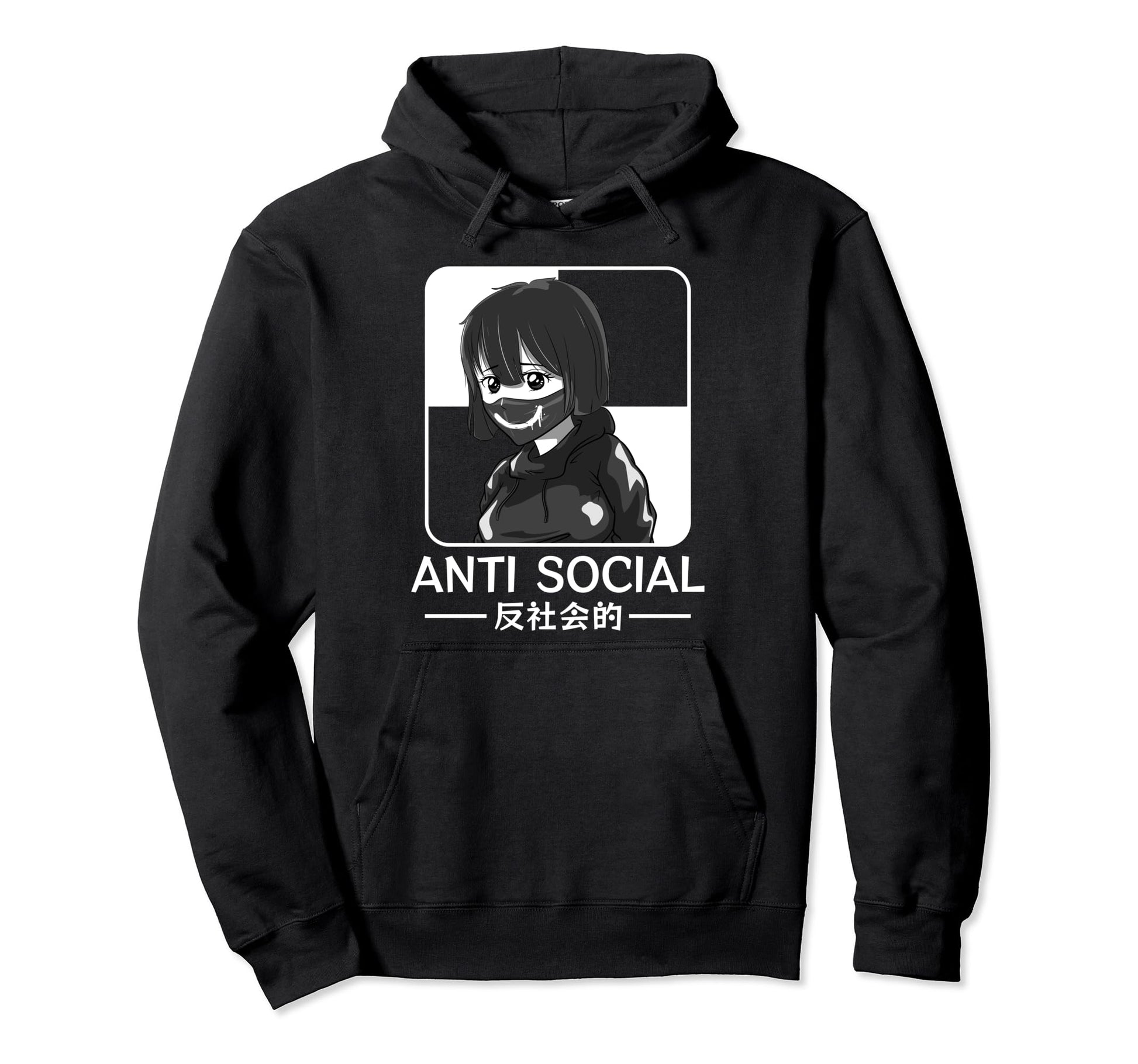 Anti Social Japanese Edgy Alt Sad Hoodie - Minimalist Print Men Women - T-Shirt, Sweatshirt, Hoodie