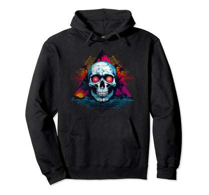 Skull Vaporwave Retrowave Aesthetic Hoodie - Trendy Graphic Men Women - T-Shirt, Sweatshirt, Hoodie