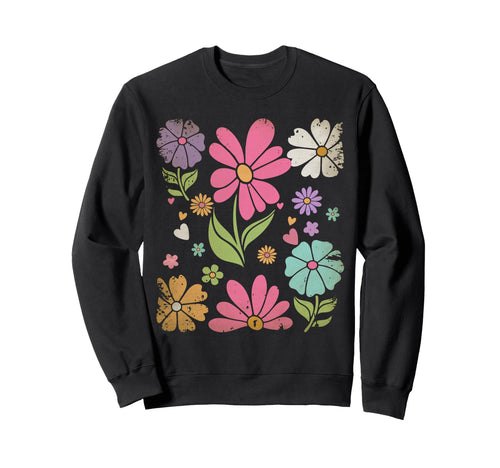 Boho Wildflowers Distressed Flower Lovers Sweatshirt - Graphic Print Unisex - T-Shirt, Sweatshirt, Hoodie