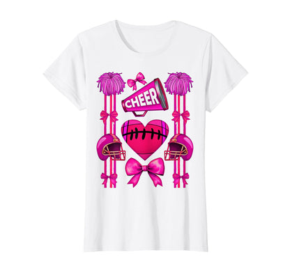 Football Cheer Mom Coquette Bow T-Shirt - Fun Novelty Design for Adults - T-Shirt, Sweatshirt, Hoodie