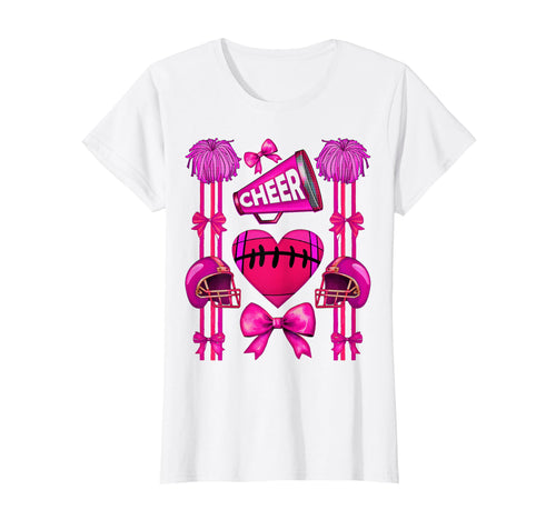 Football Cheer Mom Coquette Bow T-Shirt - Fun Novelty Design for Adults - T-Shirt, Sweatshirt, Hoodie