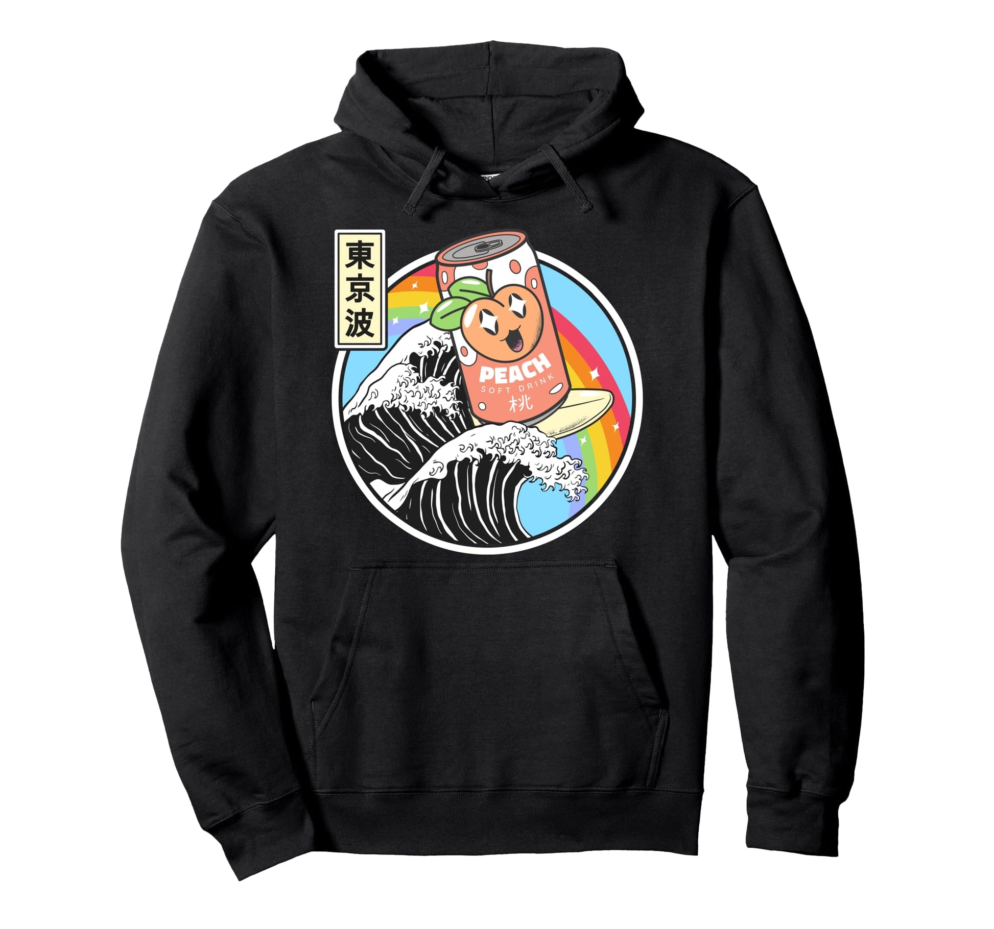 Peach Soda Surfing Kanagawa Wave Kawaii Hoodie - Aesthetic Graphic Unisex - T-Shirt, Sweatshirt, Hoodie