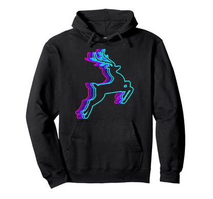 Reindeer Santa Claus Vaporwave Hoodie - Fun Novelty Design for Adults - T-Shirt, Sweatshirt, Hoodie