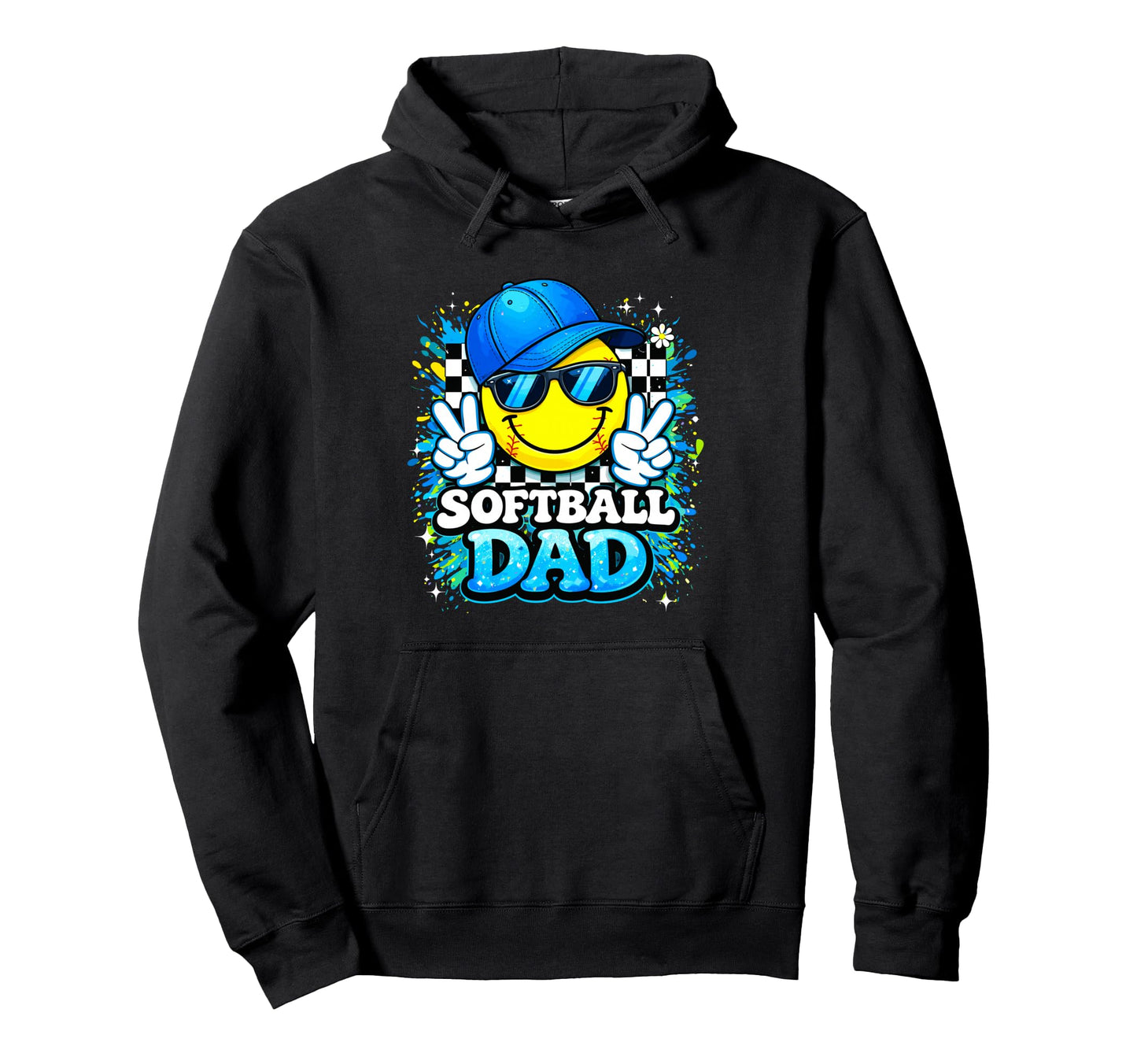 Peace Groovy Softball Dad Daddy Game Hoodie - Custom Art Print Men Women - T-Shirt, Sweatshirt, Hoodie