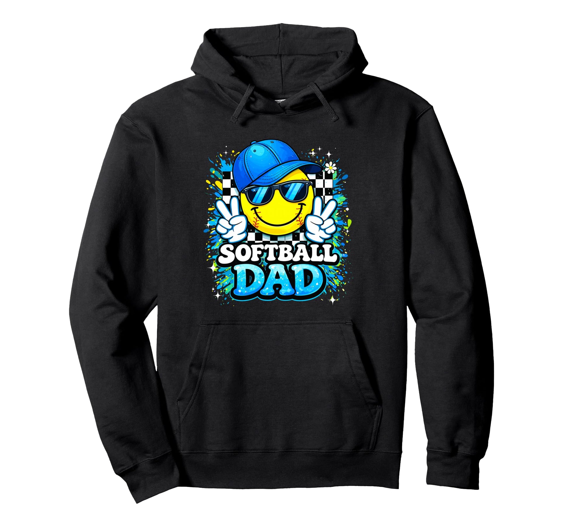 Peace Groovy Softball Dad Daddy Game Hoodie - Custom Art Print Men Women - T-Shirt, Sweatshirt, Hoodie