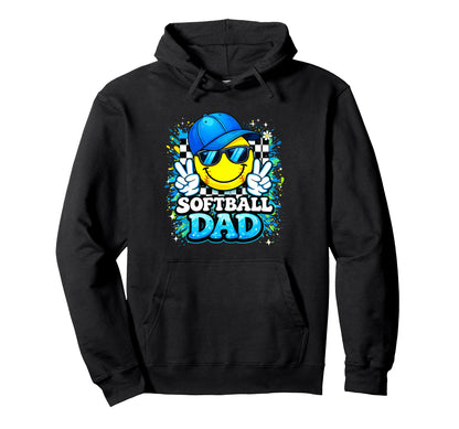 Peace Groovy Softball Dad Daddy Game Hoodie - Custom Art Print Men Women - T-Shirt, Sweatshirt, Hoodie