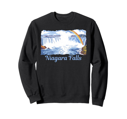 Niagara Falls Waterfall Rainbow Sweatshirt - Aesthetic Graphic Men Women - T-Shirt, Sweatshirt, Hoodie