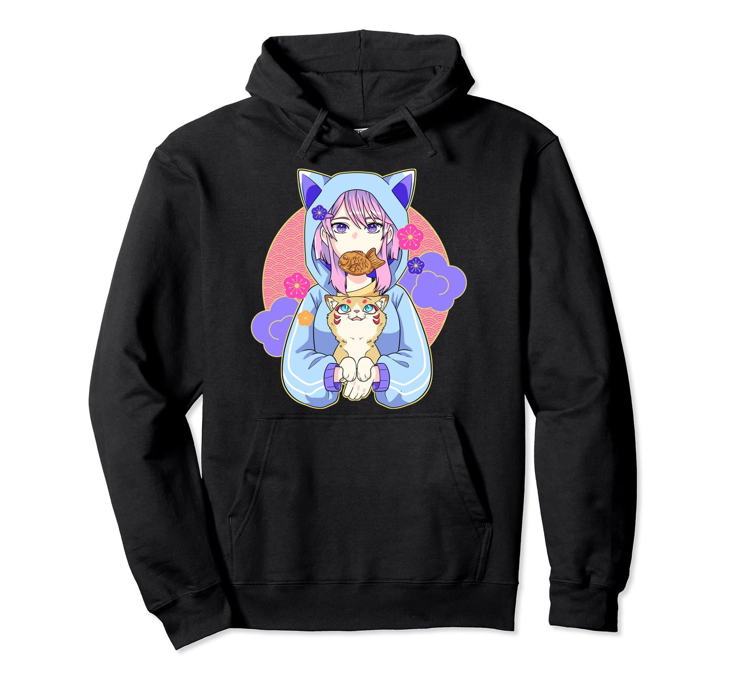 Asocial Kawaii Japanese Anime Cat Hoodie - Fun Novelty Design Men Women - T-Shirt, Sweatshirt, Hoodie