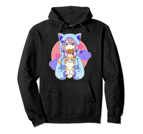 Asocial Kawaii Japanese Anime Cat Hoodie - Fun Novelty Design Men Women - T-Shirt, Sweatshirt, Hoodie