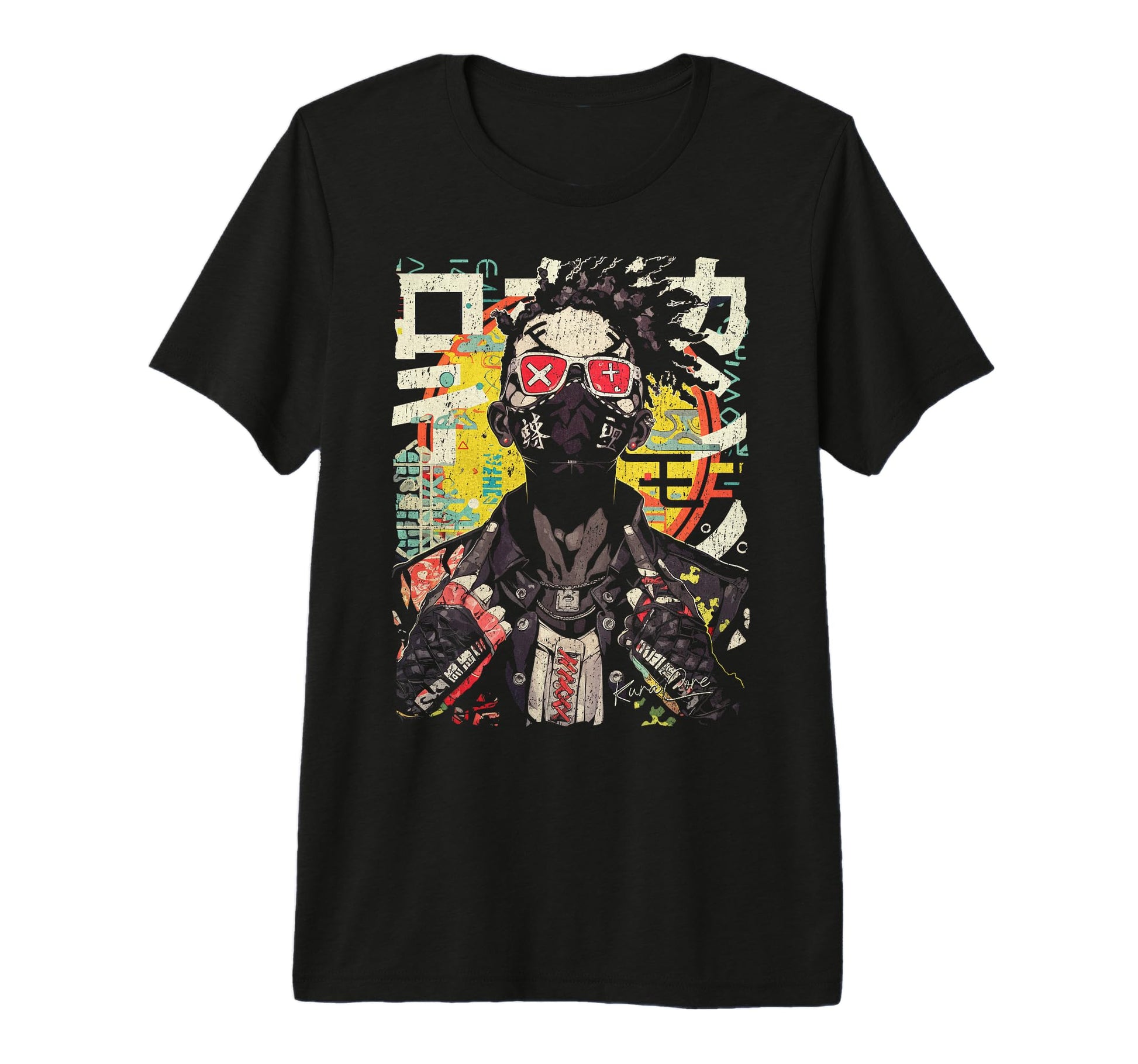 Japanese Streetwear Afro Cyberpunk Y2K T-Shirt - Graphic Print for Adults - T-Shirt, Sweatshirt, Hoodie