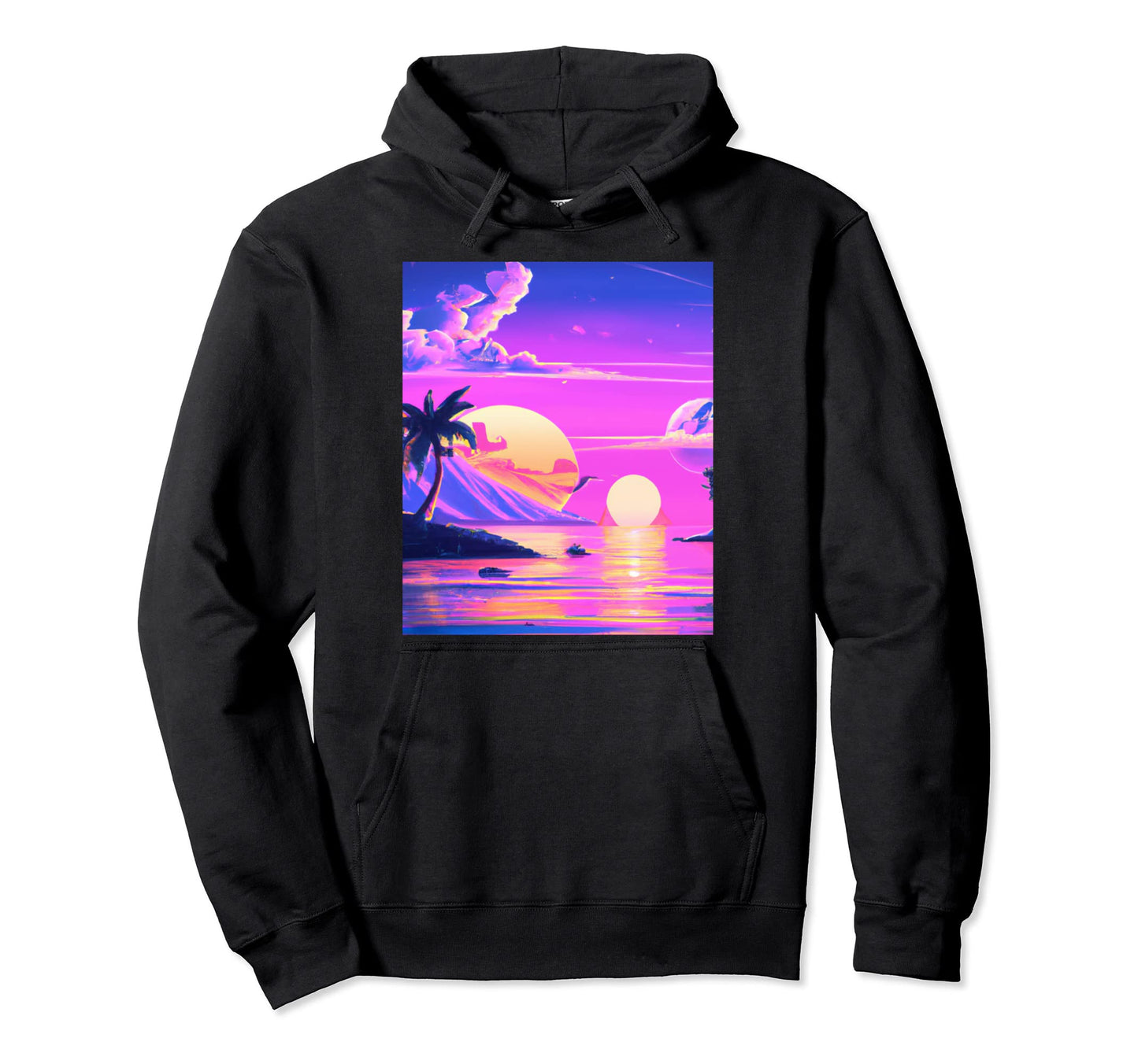 Hawaii Vaporwave Sunset Synthwave Hoodie - Streetwear Style Men Women - T-Shirt, Sweatshirt, Hoodie
