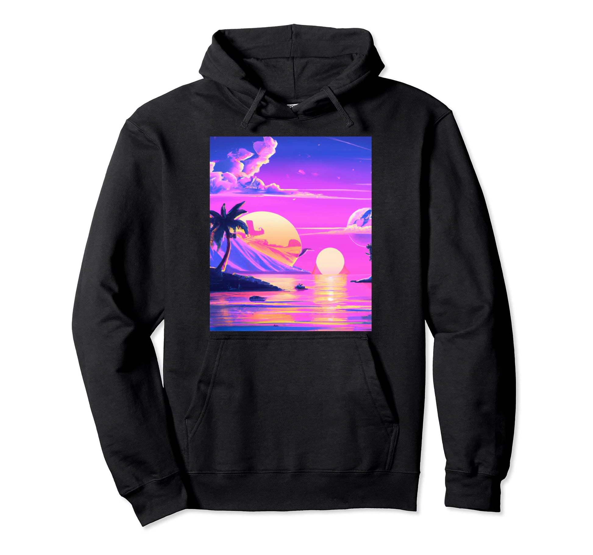Hawaii Vaporwave Sunset Synthwave Hoodie - Streetwear Style Men Women - T-Shirt, Sweatshirt, Hoodie