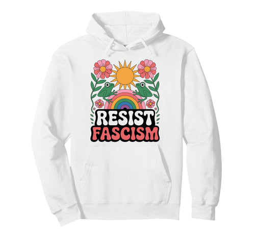 Frog Resist Fascism Groovy Rainbow No Hoodie - Unique Graphic Men Women - T-Shirt, Sweatshirt, Hoodie