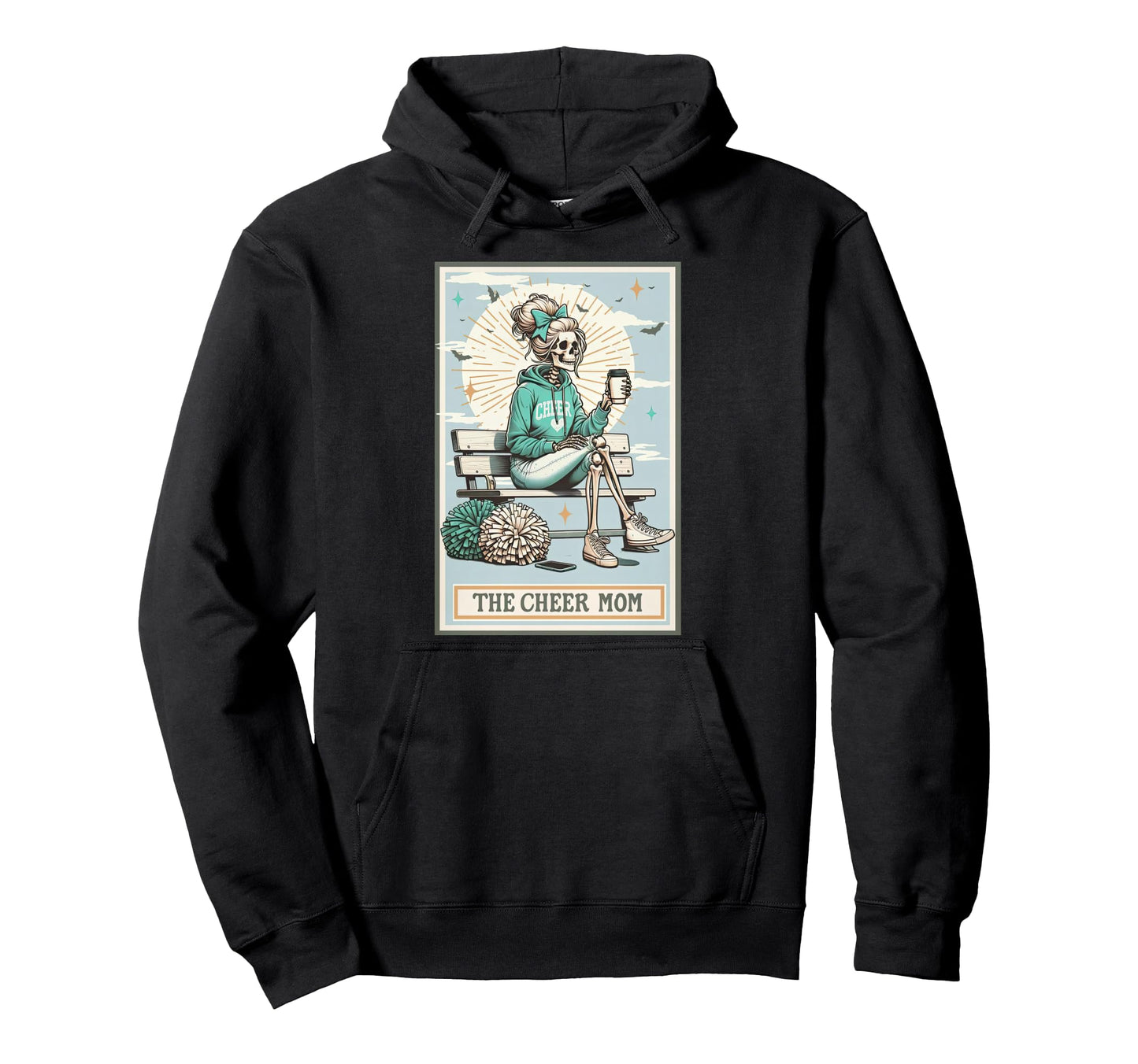 Cheer Mom Skeleton Tarot Card Cheerleader Hoodie - Custom Art Print Unisex - T-Shirt, Sweatshirt, Hoodie