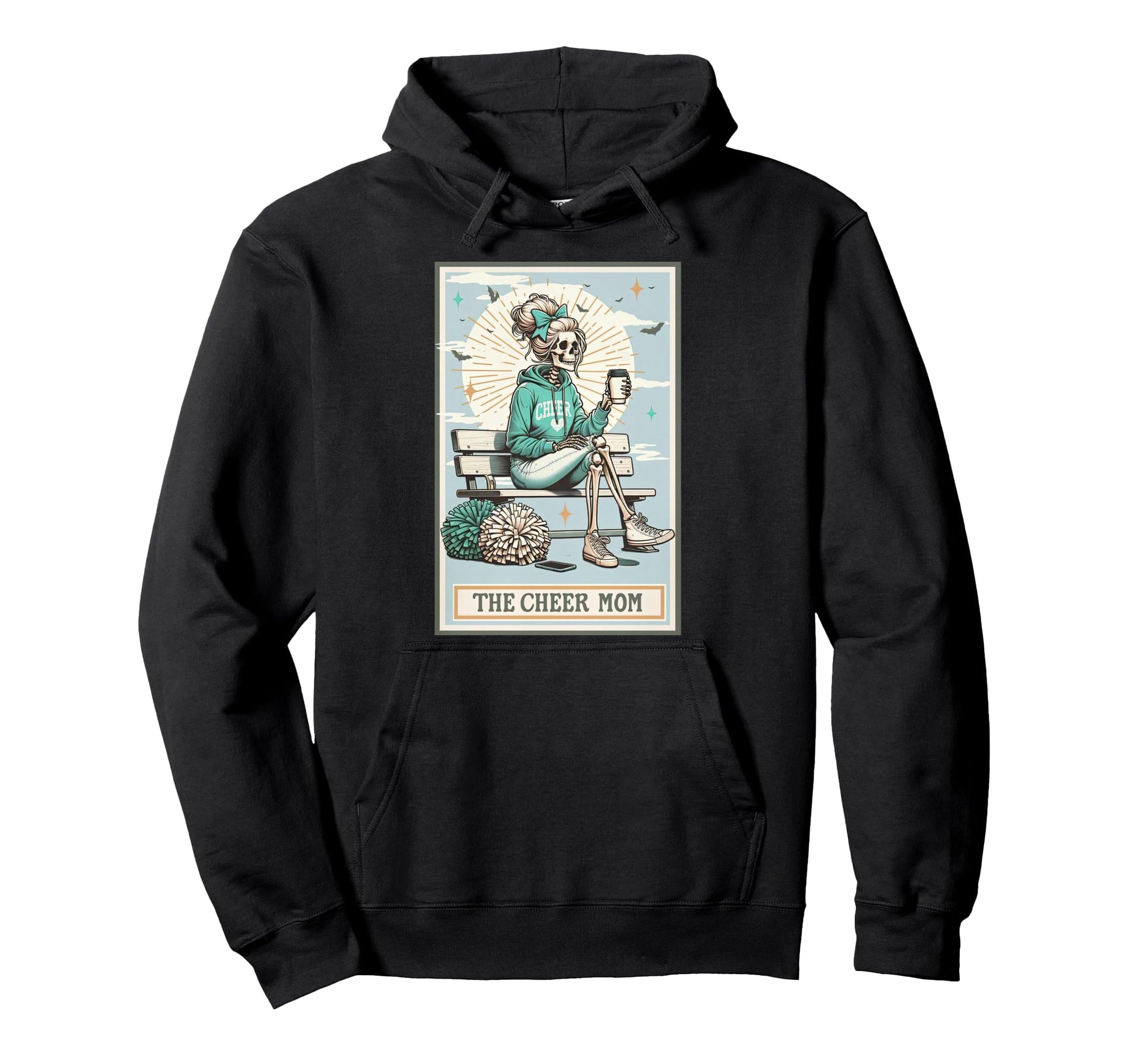 Cheer Mom Skeleton Tarot Card Cheerleader Hoodie - Custom Art Print Unisex - T-Shirt, Sweatshirt, Hoodie