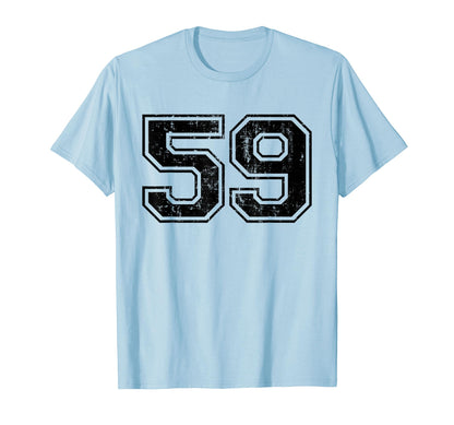 Number 59 Varsity Distressed Sport Team T-Shirt - Aesthetic Graphic Unisex - T-Shirt, Sweatshirt, Hoodie