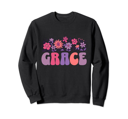 Inspirational Word Grace Floral Sweatshirt - Unique Graphic for Adults - T-Shirt, Sweatshirt, Hoodie