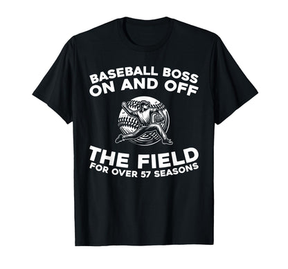 57 Years Old Baseball Baseballer T-Shirt - Unique Graphic for Adults - T-Shirt, Sweatshirt, Hoodie