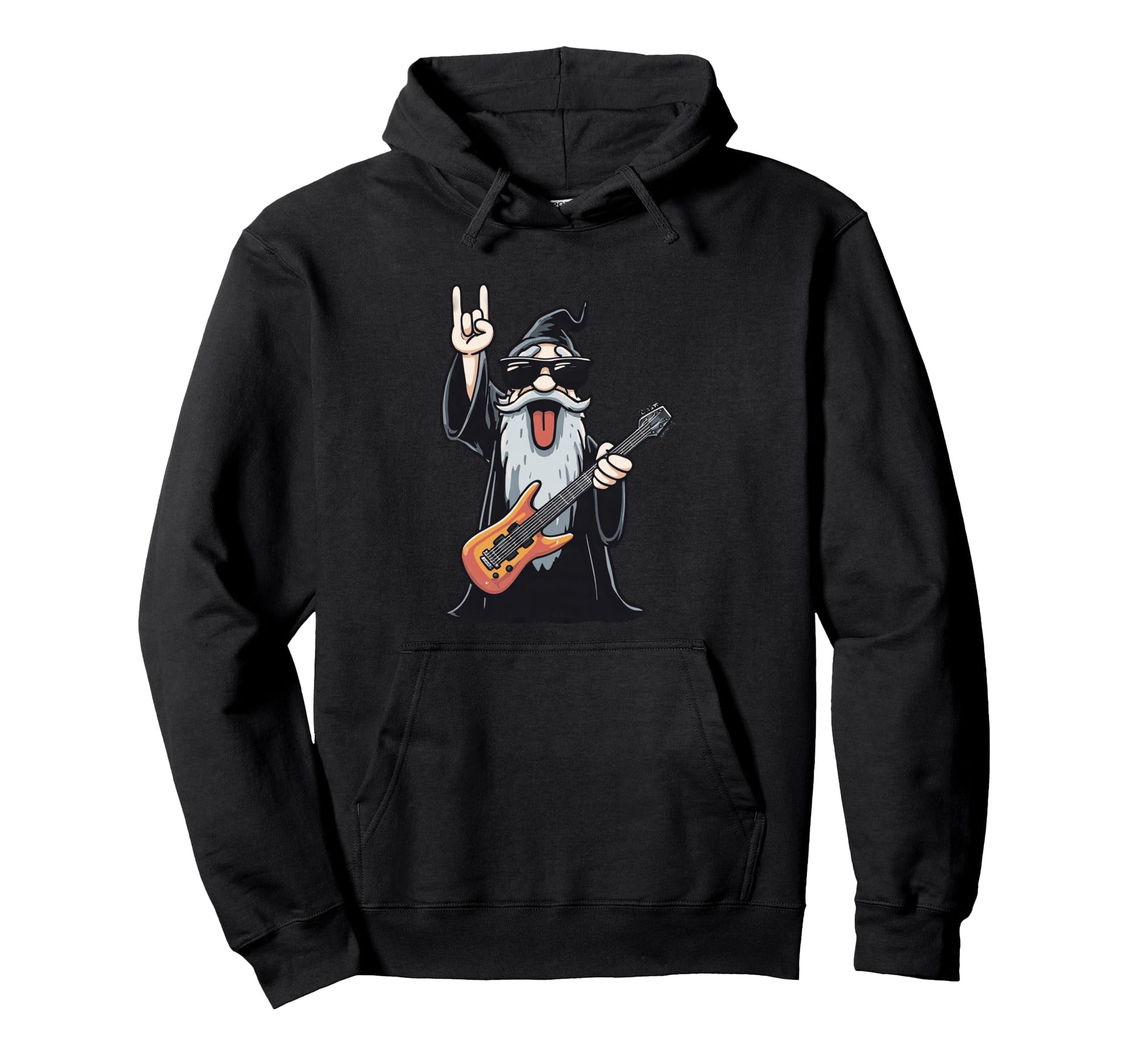 Funny Wizard Rock Guitar Player Hoodie - Custom Art Print Men Women - T-Shirt, Sweatshirt, Hoodie