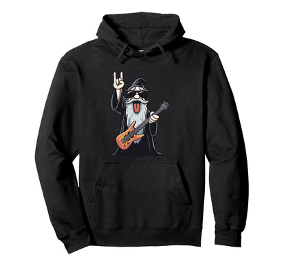 Funny Wizard Rock Guitar Player Hoodie - Custom Art Print Men Women - T-Shirt, Sweatshirt, Hoodie