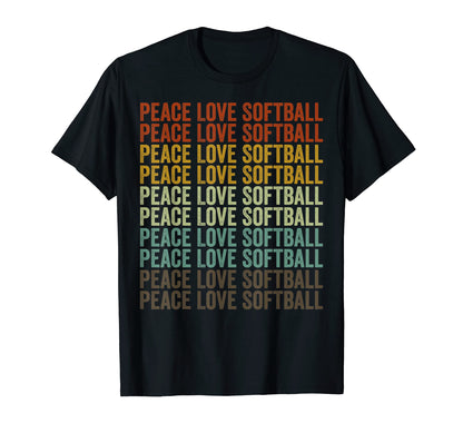 Peace Love Softball Softball Peace Love T-Shirt - Graphic Print for Adults - T-Shirt, Sweatshirt, Hoodie