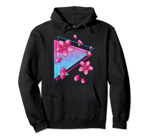 Japanese Sakura Flower Vaporwave Hoodie - Fun Novelty Design Men Women - T-Shirt, Sweatshirt, Hoodie