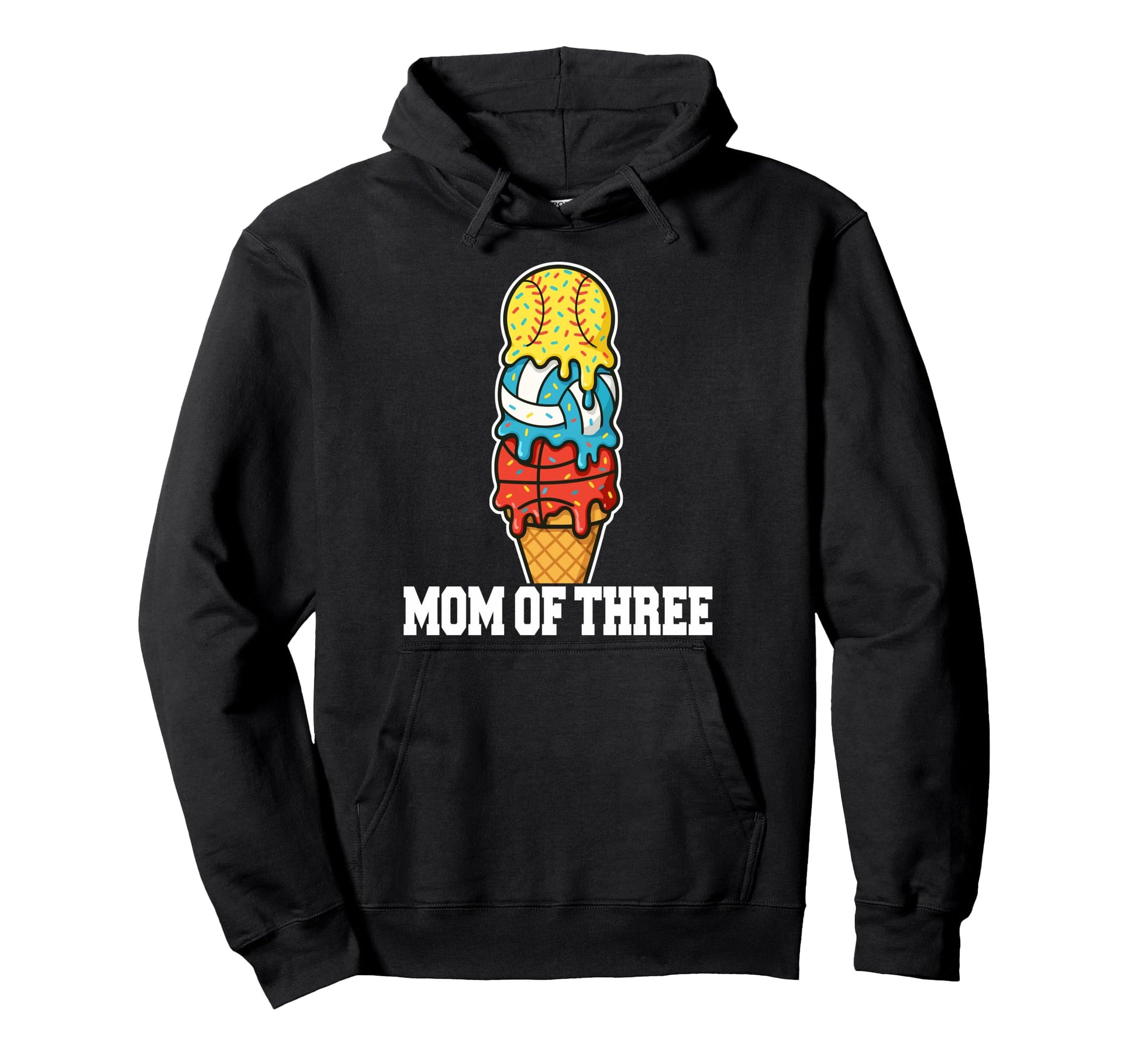 Softball Volleyball Basketball Mom Ice Hoodie - Novelty Apparel for Adults - T-Shirt, Sweatshirt, Hoodie