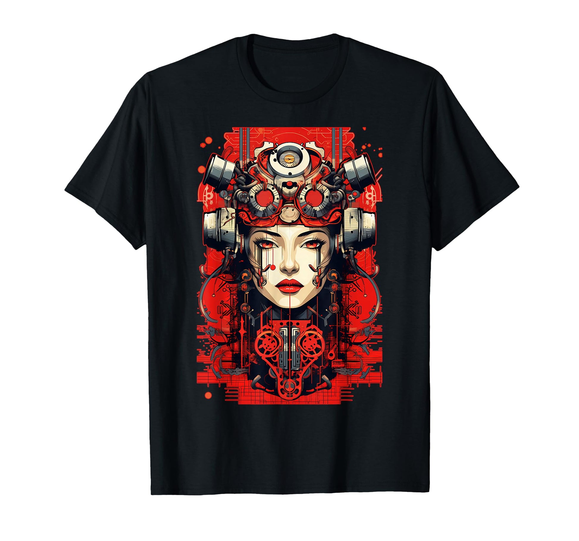 Cyberpunk Cyborg Geisha Japanese T-Shirt - Fun Novelty Design Men Women - T-Shirt, Sweatshirt, Hoodie
