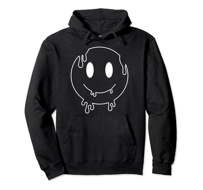 Drippy Acid Smiley Paint Drip Vaporwave Hoodie - Unique Graphic Men Women - T-Shirt, Sweatshirt, Hoodie