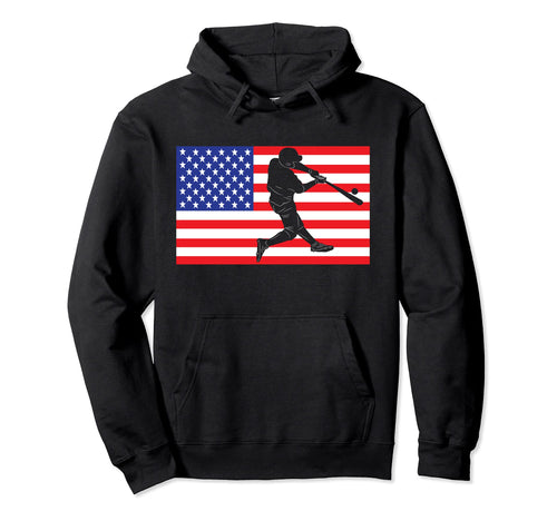 Baseball Usa American Flag Batter Hitter Hoodie - Streetwear Style Unisex - T-Shirt, Sweatshirt, Hoodie