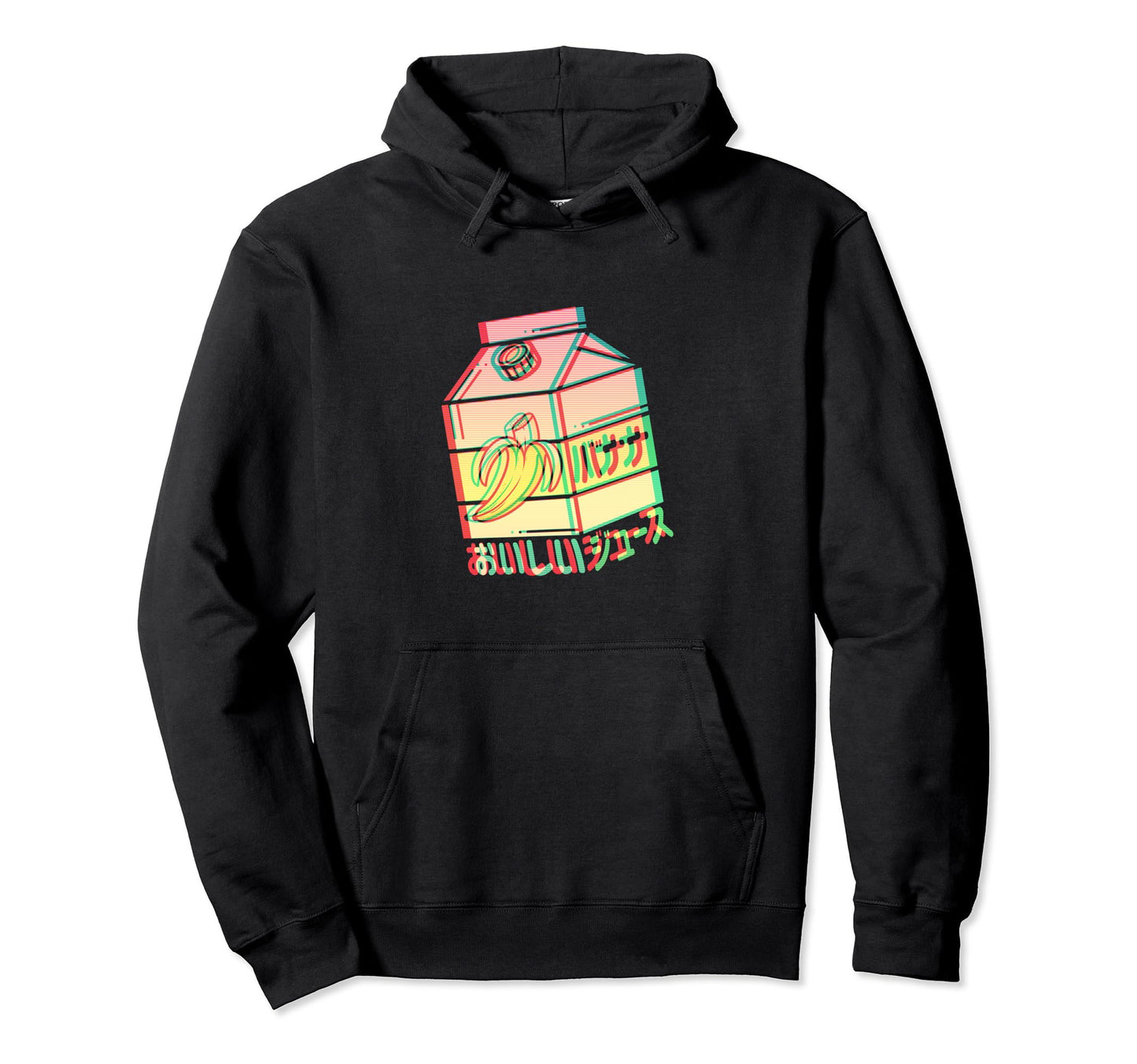 Banana Juice Box Glitch Effect Hoodie - Trendy Graphic for Adults - T-Shirt, Sweatshirt, Hoodie
