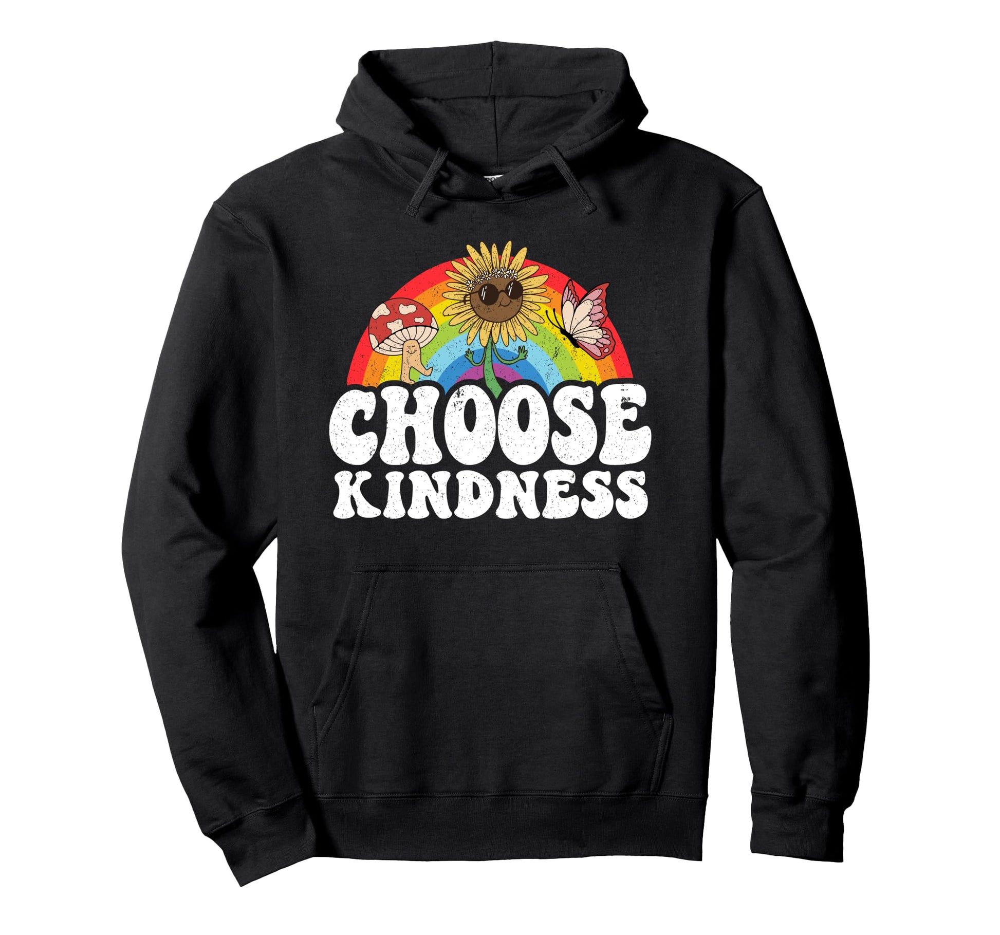 Positive Sunflower Rainbow Peace Hoodie - Graphic Print for Adults - T-Shirt, Sweatshirt, Hoodie